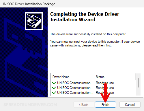 Spreadtrum Driver Setup Finish